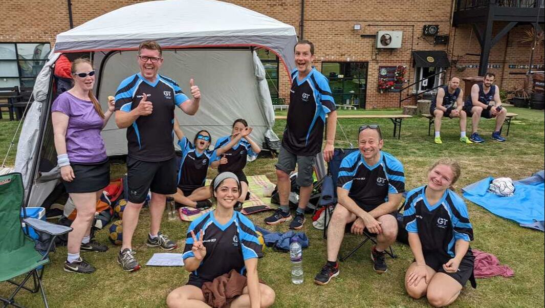 Guildford Korfballers in front of a gazebo